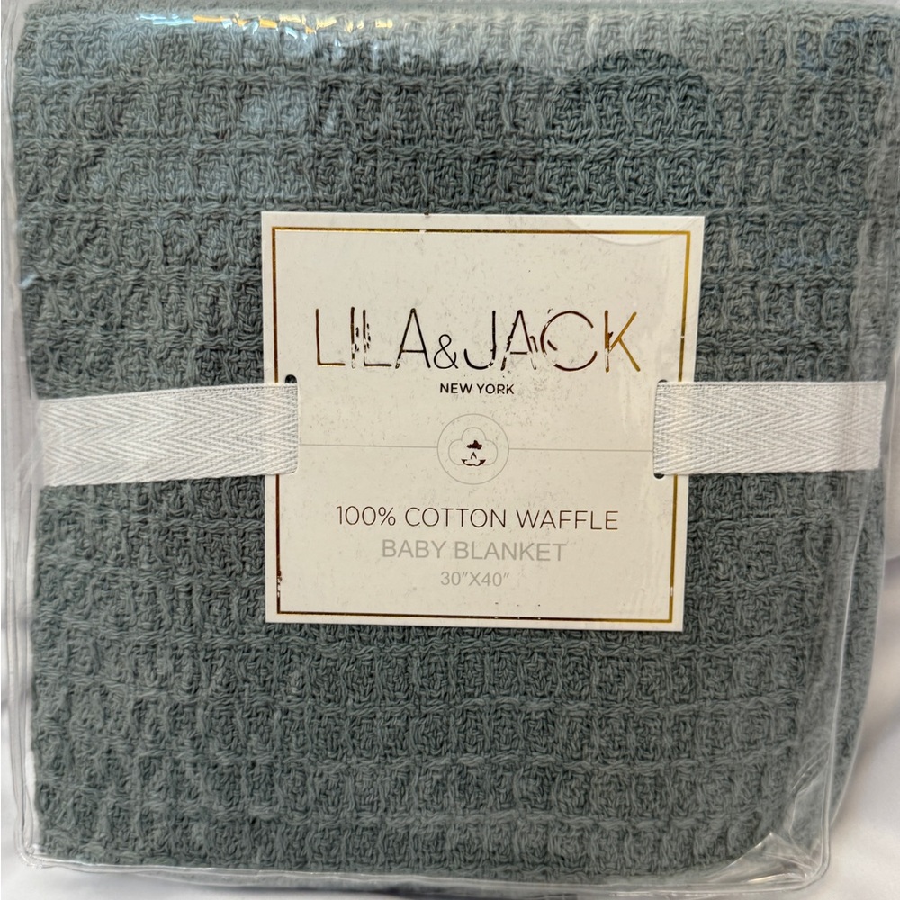 Lila & Jack Cotton Waffle Baby Blanket - Sage